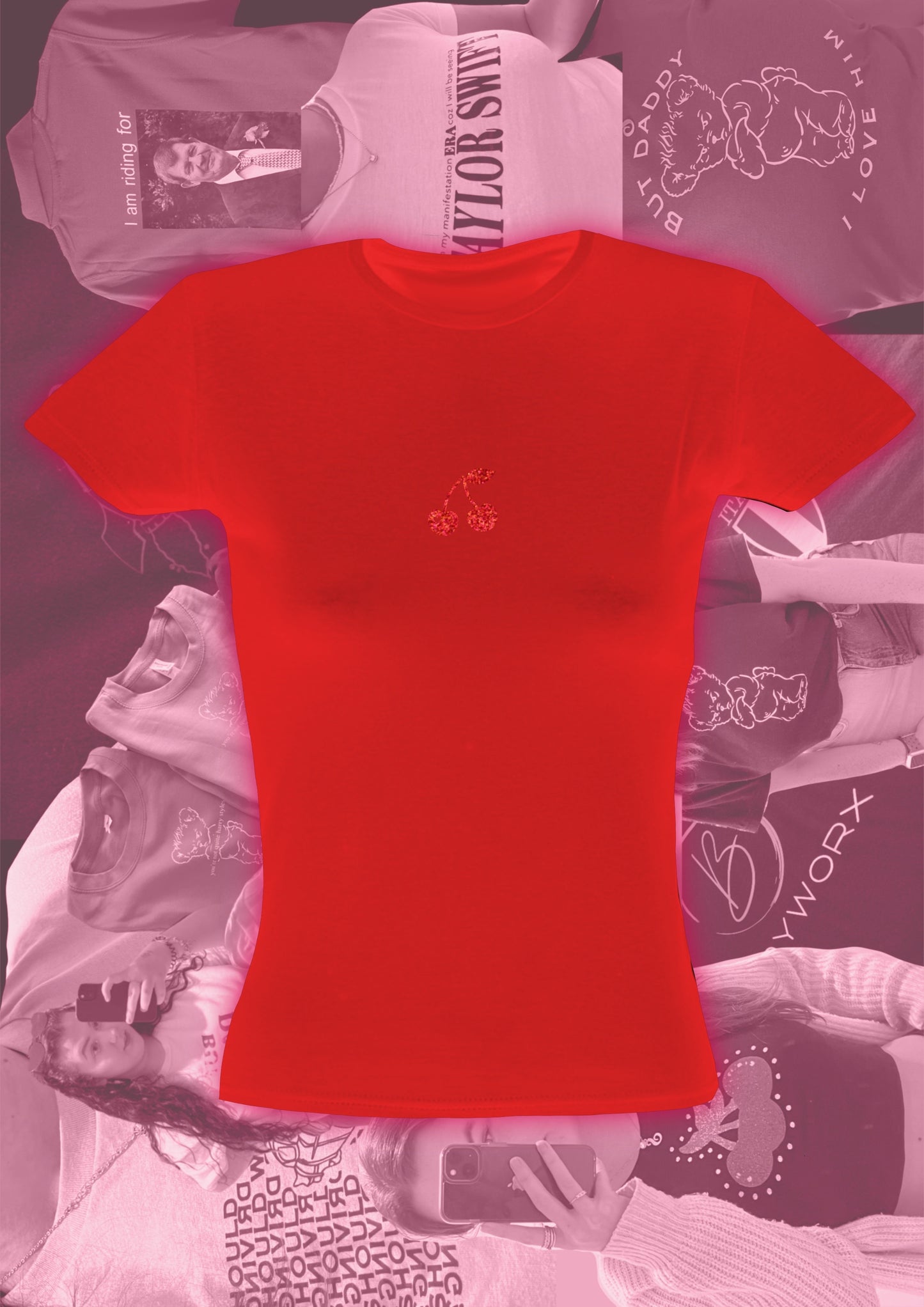 Sparkly Red Cherry Baby Tee