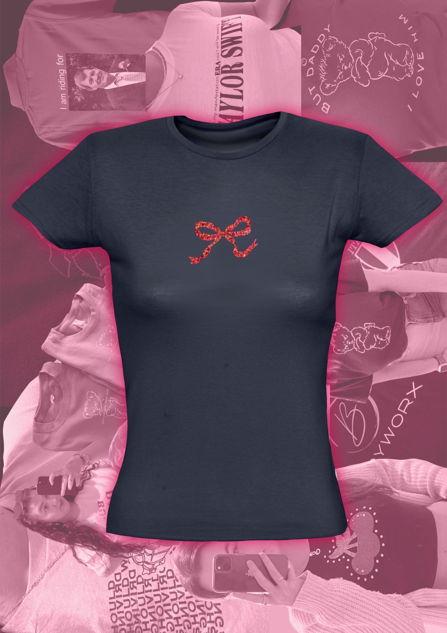 Sparkly Red Bow Baby Tee