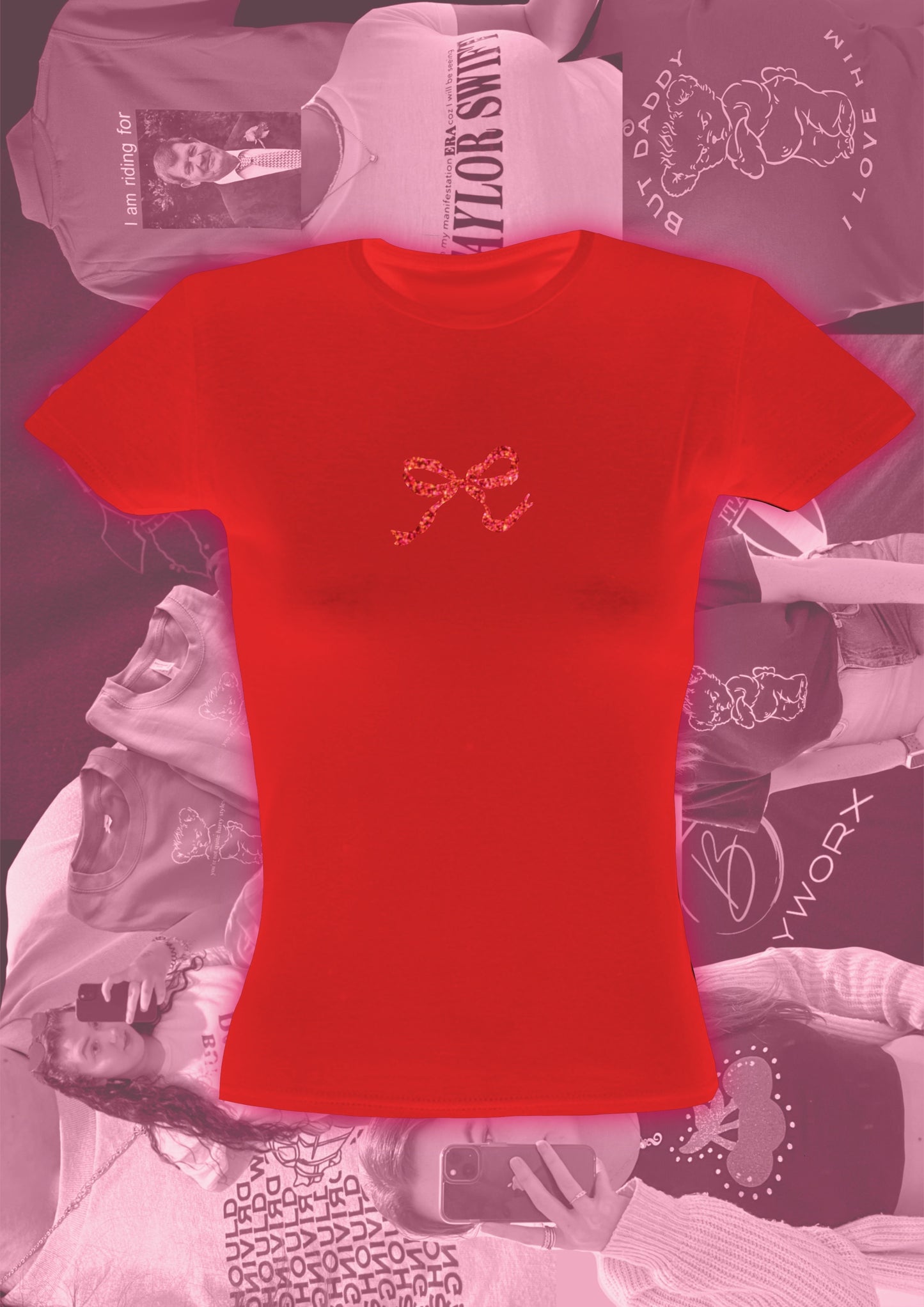Sparkly Red Bow Baby Tee