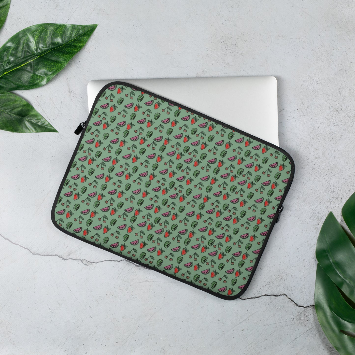 Green HS Fruitman zip case for laptops 13"-15"