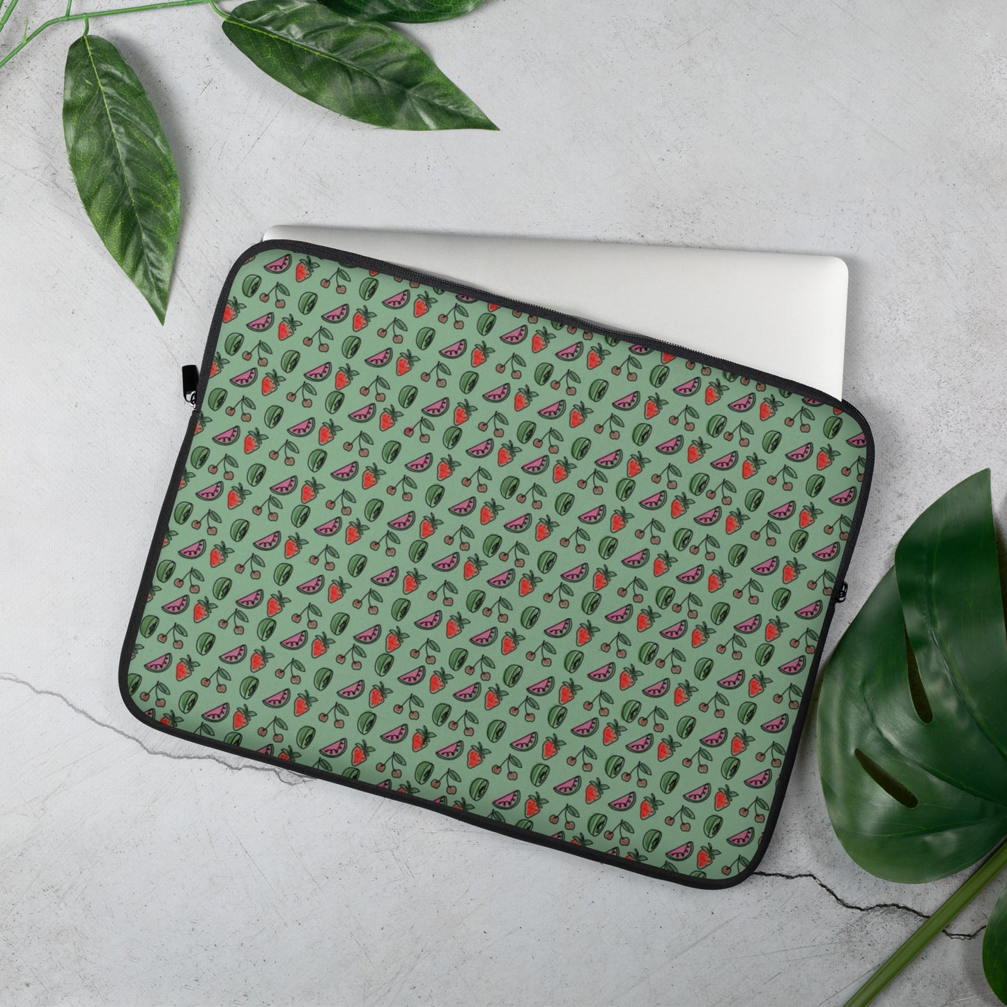 Green HS Fruitman zip case for laptops 13"-15"