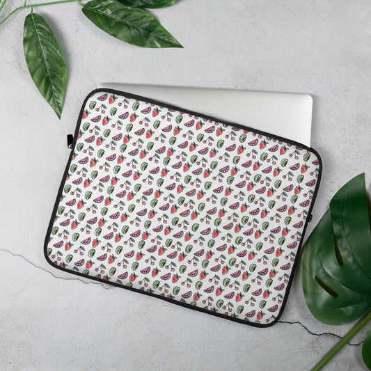 White HS Fruitman zip case for laptop 13"-15"